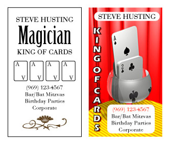 business card, before and after